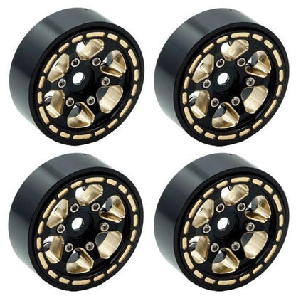 Image of 1.0 Black Brass Beadlock Crawler Wheels, 1/24 TRX4M