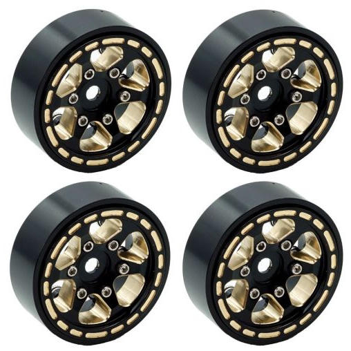 Image of 1.0 Black Brass Beadlock Crawler Wheels, 1/24 TRX4M