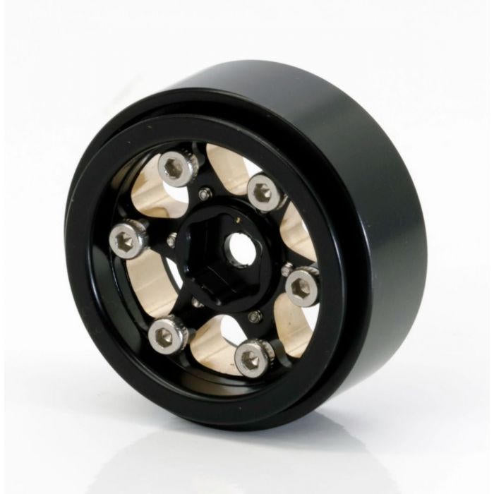Image of 1.0 Black Brass Beadlock Crawler Wheels, 1/24 TRX4M