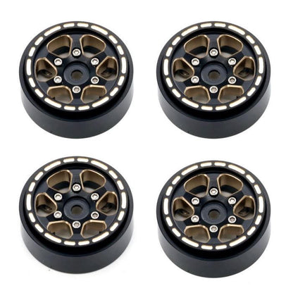 Image of 1.0 Black Brass Beadlock Crawler Wheels, 1/24 TRX4M