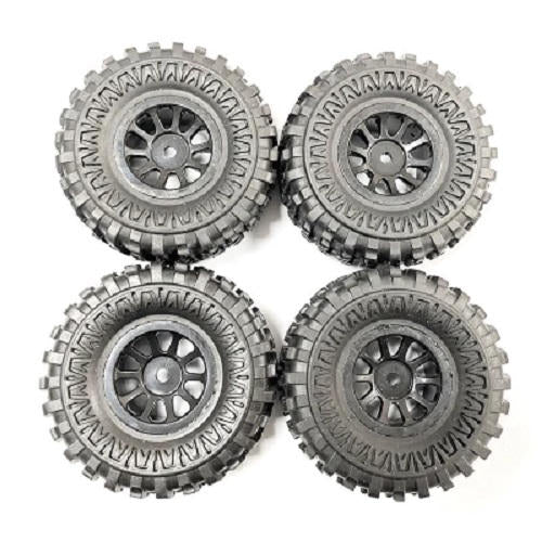 Image of Muddin' Tires 53mm Mounted on 1.0 Wagon Wheels, Black, Fits