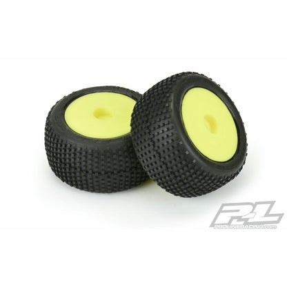Image of Losi Mini-T 2.0 Hole Shot Mounted Tires w/Yellow Wheels (2pcs) Pro-Line 10177-12