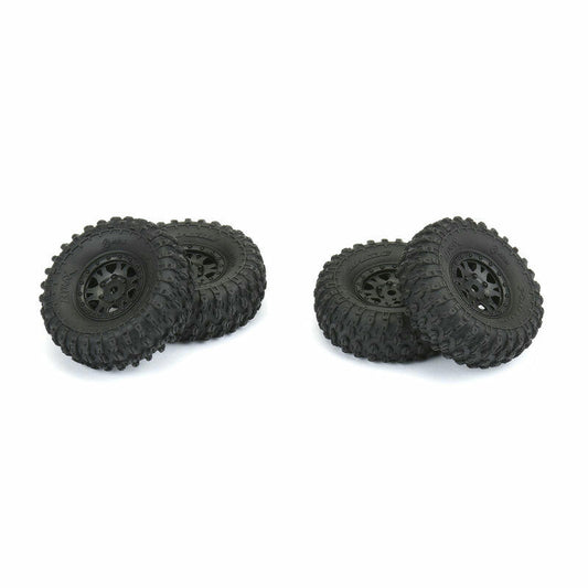 Image of Axial SCX24 Rock Crawler Hyrax Tires w/Impulse Black Beadlock Wheels (4pcs) 