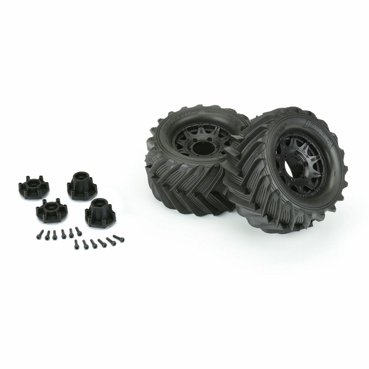 Image of Mounted 2.8 Demolisher Tires w/Black Wheels 12mm fits Traxxas Stampede 2WD/4x4 