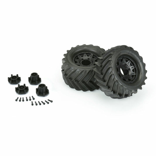 Image of Mounted 2.8 Demolisher Tires w/Black Wheels 12mm fits Traxxas Stampede 2WD/4x4 