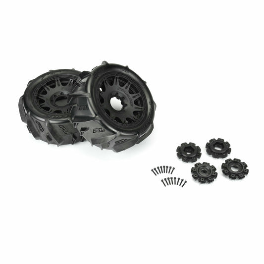 Image of Pro-Line Dumont 5.7 Paddle Sand Tires w/Black Wheels fits XMaxx/Kraton 8S 2pcs