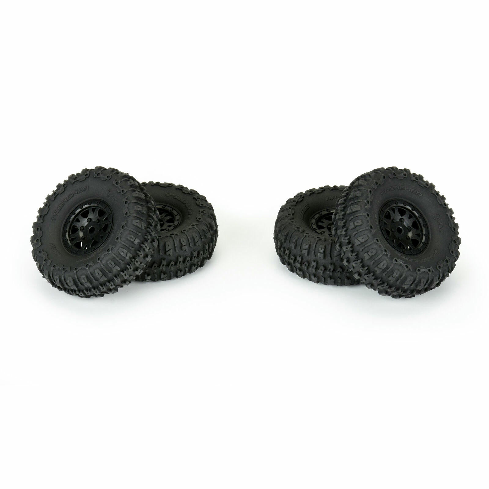 Image of Axial SCX24 Rock Crawler Trencher 1.0 Tires w Black Beadlock Wheels 4pcs)