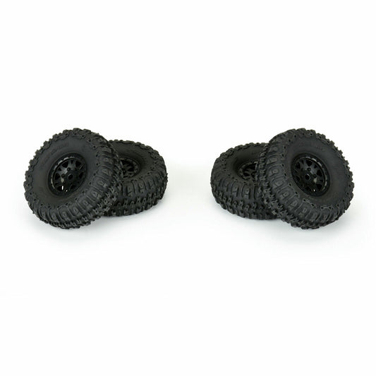 Image of Axial SCX24 Rock Crawler Trencher 1.0 Tires w Black Beadlock Wheels 4pcs)