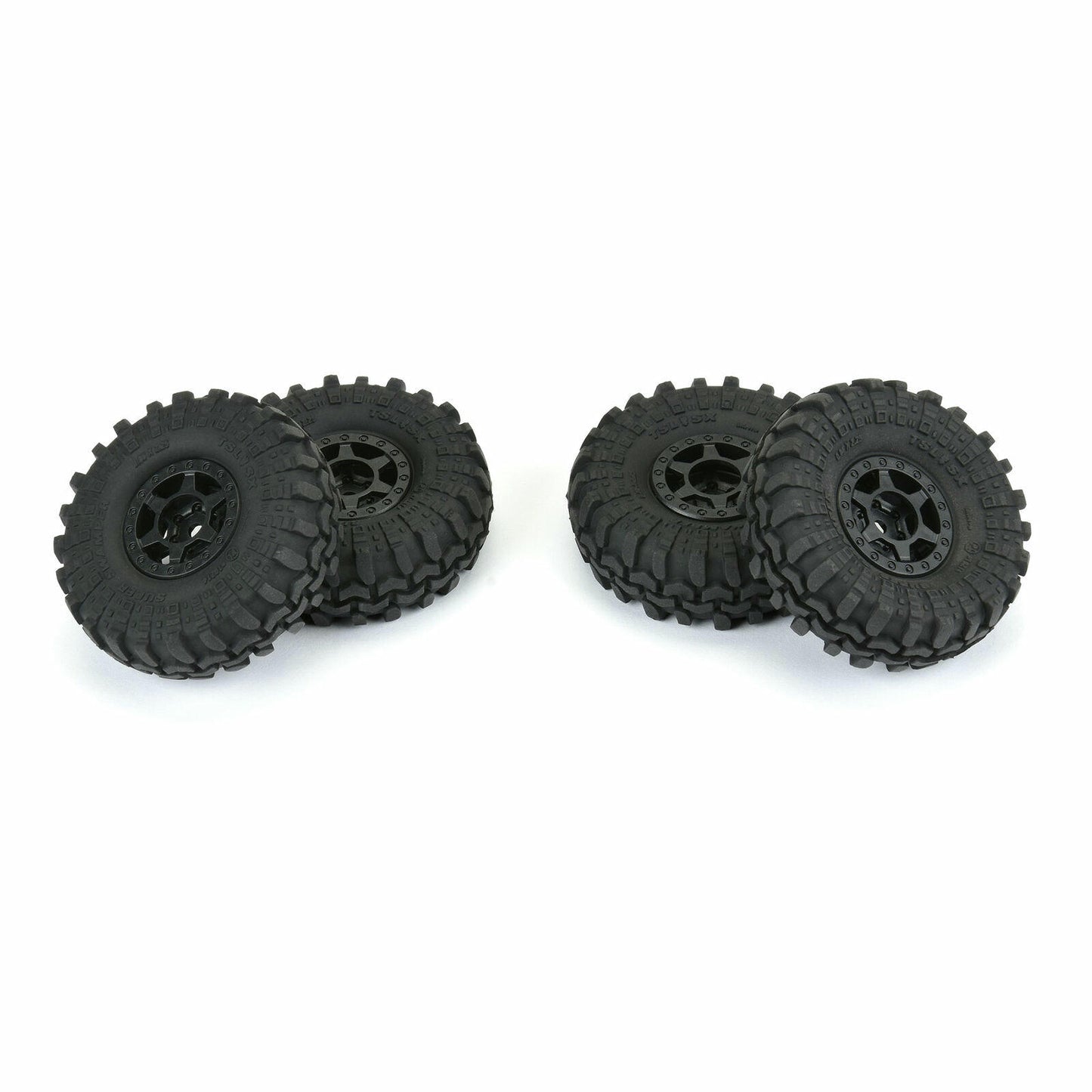 Image of 1/24th Scale Rock Crawler Super Swamper 1.0 Tires w/Black Beadlock Wheels 4pcs