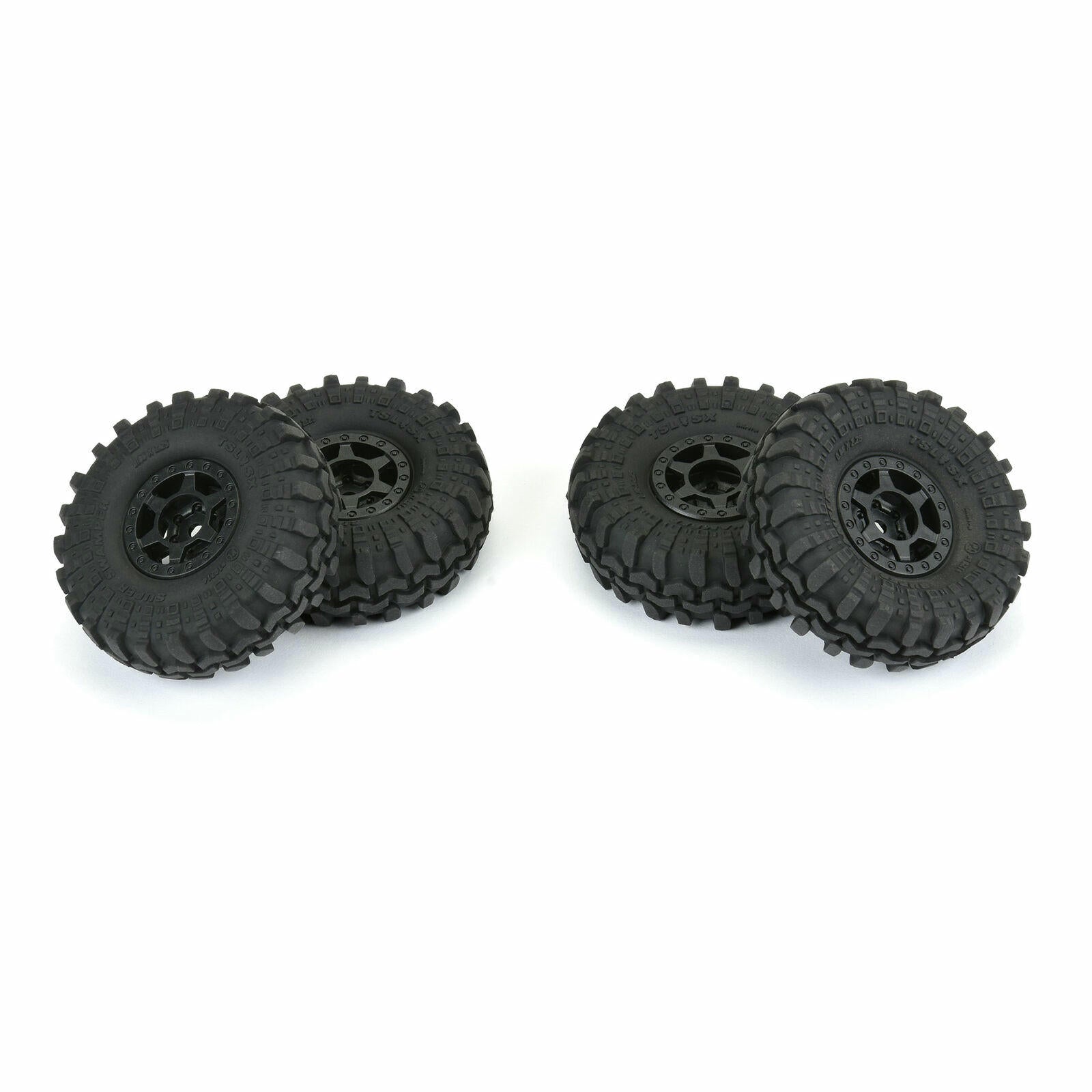 Image of 1/24th Scale Rock Crawler Super Swamper 1.0 Tires w/Black Beadlock Wheels 4pcs