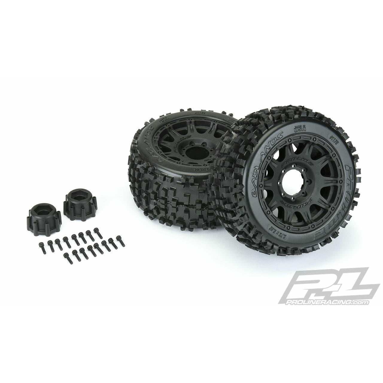 Image of Pro-Line Badlands 3.8 Mounted Monster Truck Tires Raid Wheels 1178-10