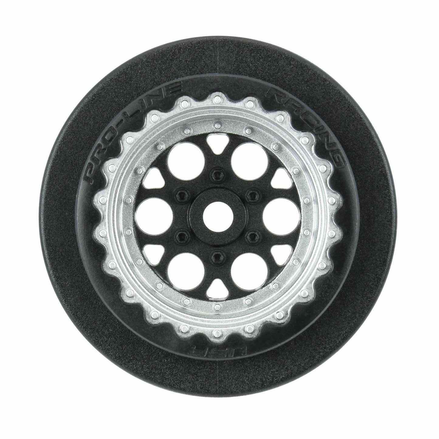 Image of Pro-Line 1/16 Showtime+ Rear 8mm Hex Wheels Black/Silver (2pcs) Losi Mini Drag