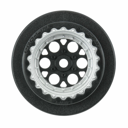 Image of Pro-Line 1/16 Showtime+ Rear 8mm Hex Wheels Black/Silver (2pcs) Losi Mini Drag