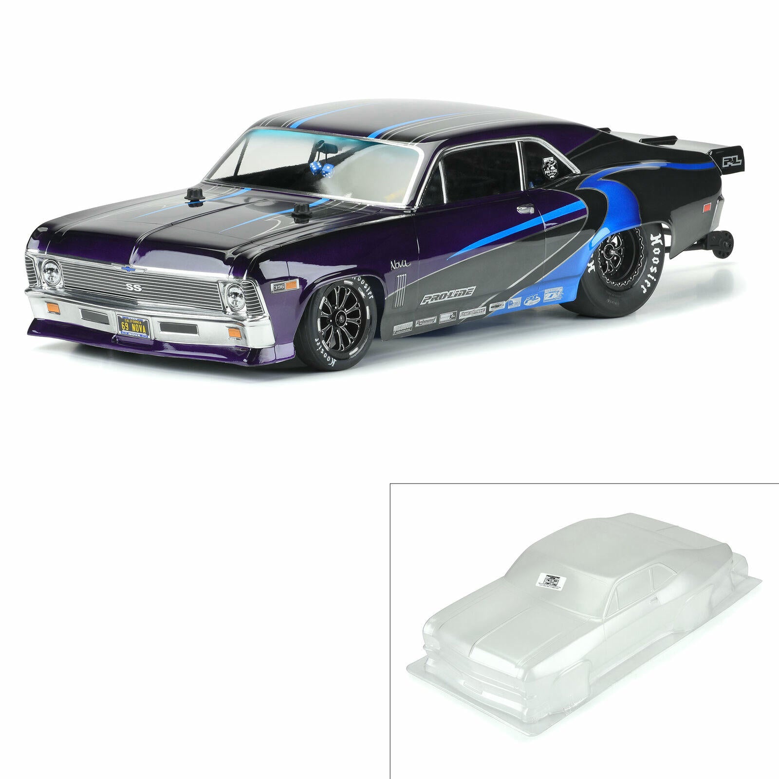 Image of Pro-Line 1969 Chevrolet Nova Clear (Unpainted) Short Course Drag Car Body 353100
