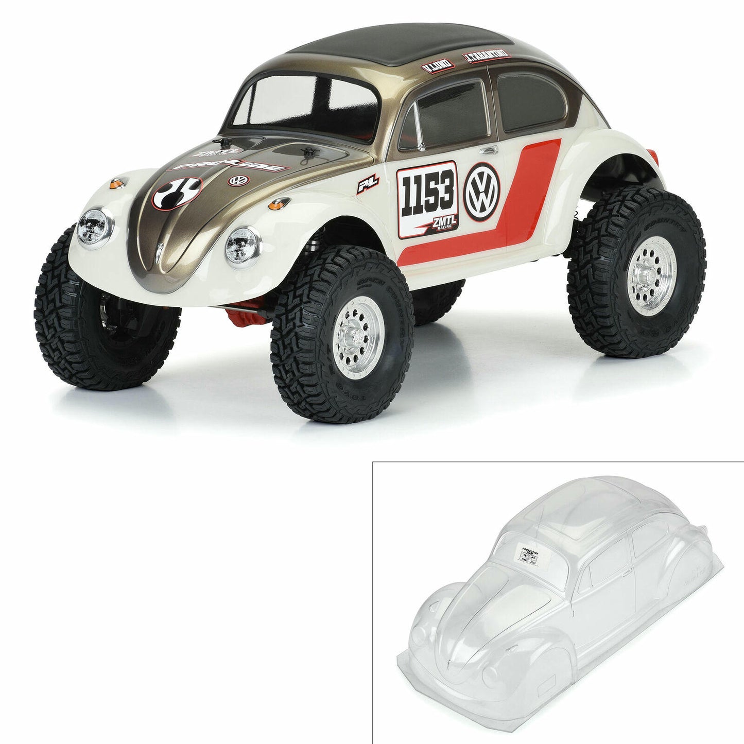 Image of Pro-Line Volkswagen Beetle VW Clear Truck Body 12.3 WB Rock Crawlers PRO3595-00