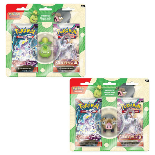 Image of Pokemon Scarlet & Violet Back to School Eraser (Smoliv or Lechonk) w/2 Boosters