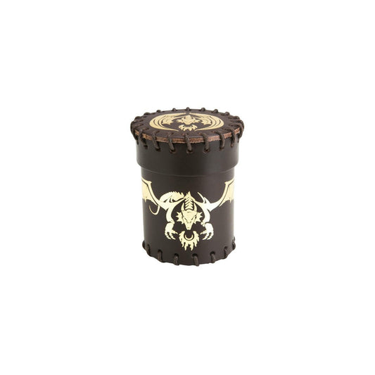 Image of Q-Workshop Brown/Golden Flying Dragon Leather Dice Cup QWSCFDR102