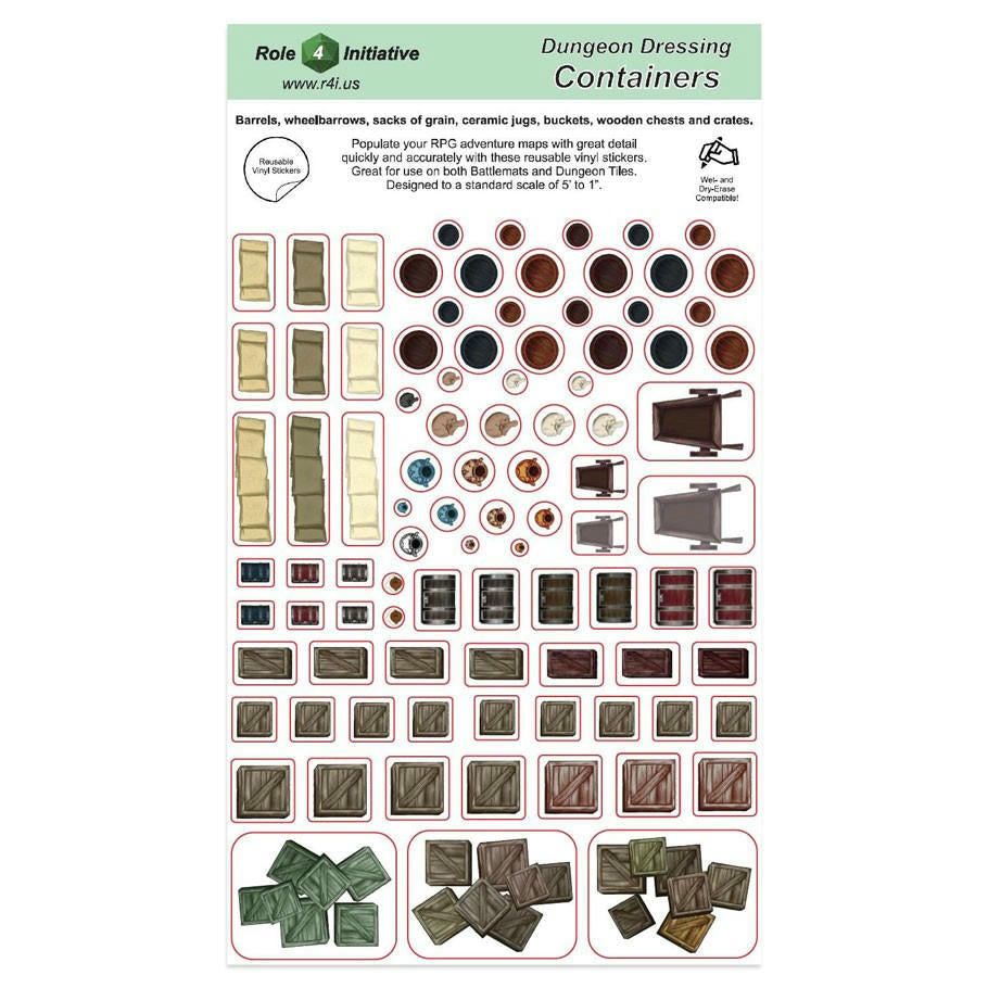 Image of Dungeon Tile Dressing Vinyl Sticker Set: Containers by Role 4 Initiative 45102