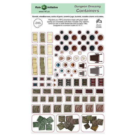 Image of Dungeon Tile Dressing Vinyl Sticker Set: Containers by Role 4 Initiative 45102
