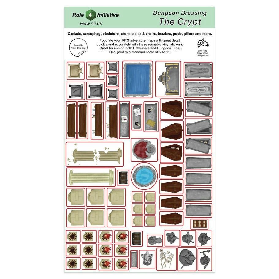 Image of Dungeon Tile Dressing Vinyl Sticker Set: The Crypt by Role 4 Initiative 45104