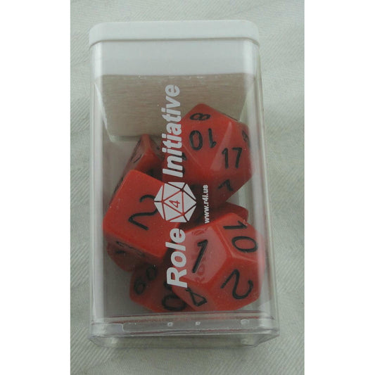 Image of 7 Red Opaque RPG/Gaming Dice w/Black Numbers R4I50005-7B Role 4 Initiative