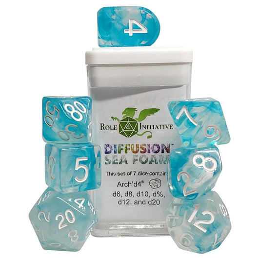 Image of Diffusion Sea Foam Polyhedral Dice Set D20/12/10/%/8/6x2/4