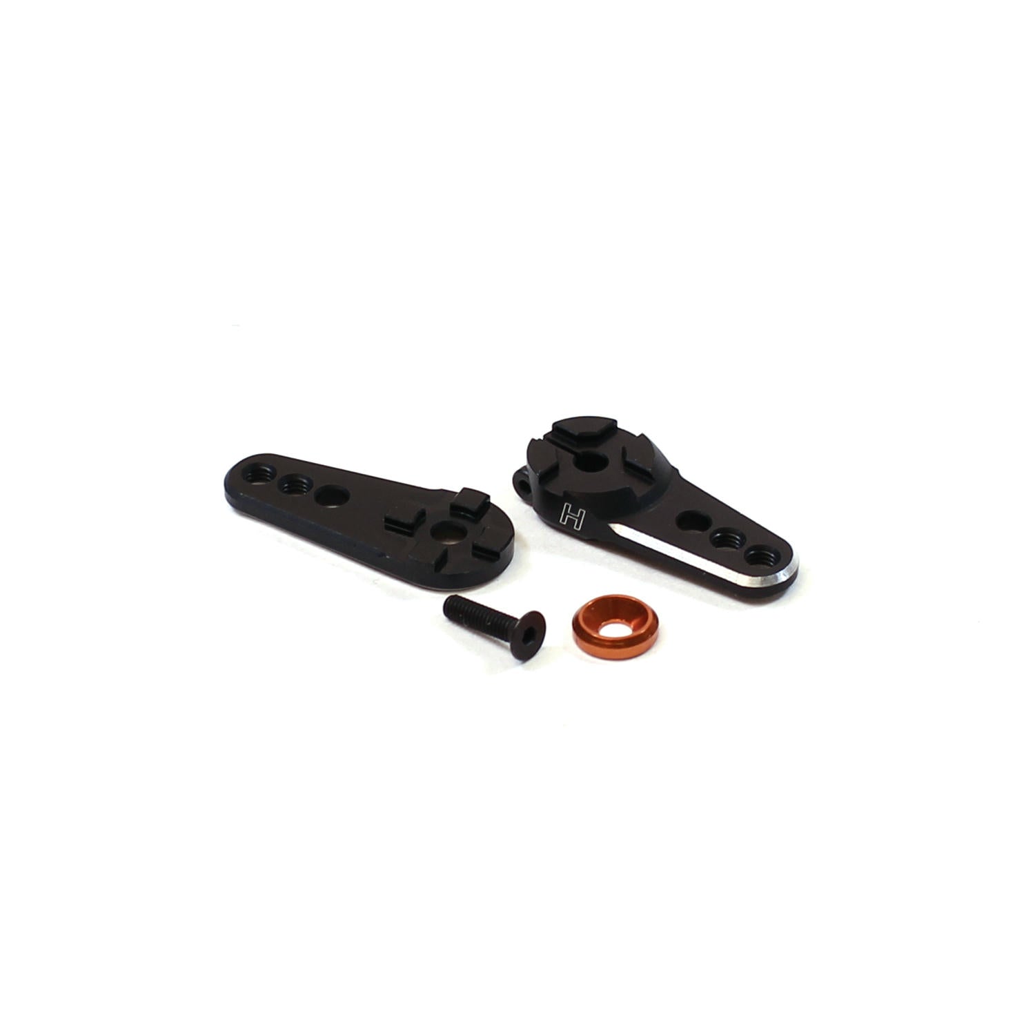 Image of Racers Edge Black Aluminum Clamping Double Servo Arm (Horn) 24T Hitec RCE10210H