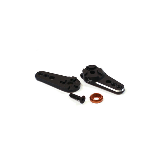 Image of Racers Edge Black Aluminum Clamping Double Servo Arm (Horn) 24T Hitec RCE10210H