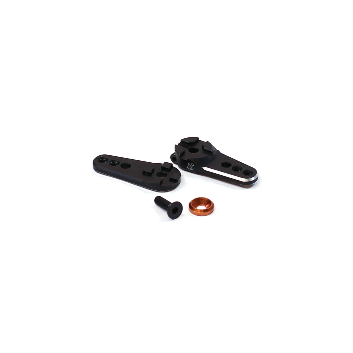 Image of Racers Edge Black Aluminum Clamping Double Servo Arm (Horn) 23T Sanwa RCE10210S