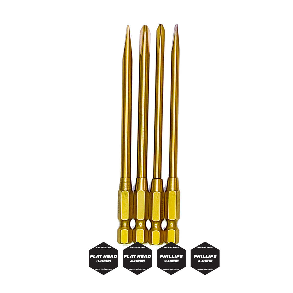 Image of Titanium Phillips & Flat Tips, Power Tool Replacements (4pcs)