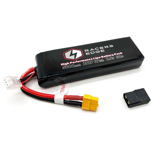 Image of 5000mAh 2S 7.4V 60C Soft Pack Lipo Battery XT60 w/TRX Adapt