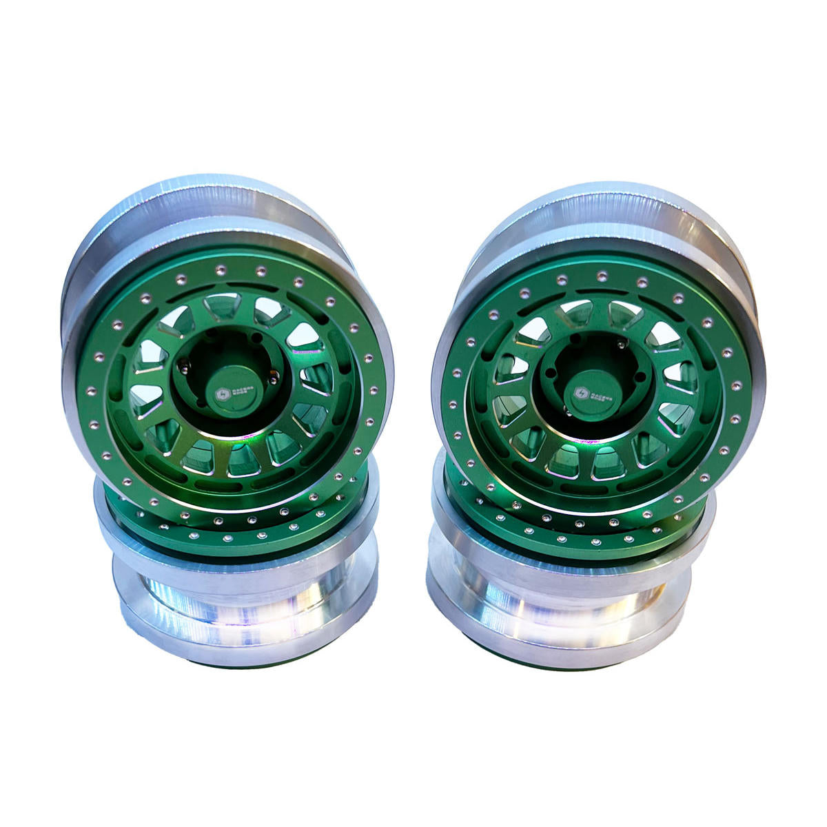 Image of Aluminum CNC 2.9'' Wheels for Axial SCX6 4pcs B Style Green
