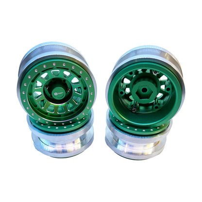 Image of Aluminum CNC 2.9'' Wheels for Axial SCX6 4pcs B Style Green