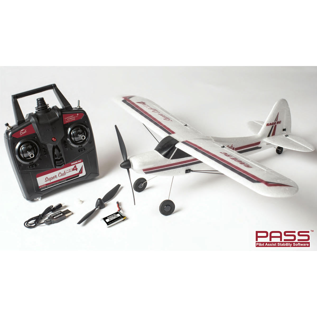 Image of Rage R/C Super Cub MX4 19 3/4 4CH Micro RTF Airplane with PASS System RGRA1114