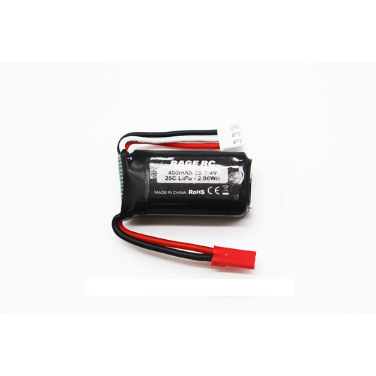 Image of 2S 7.4V 400mAh LiPo with JST Plug; P-51D BL, F4U BL