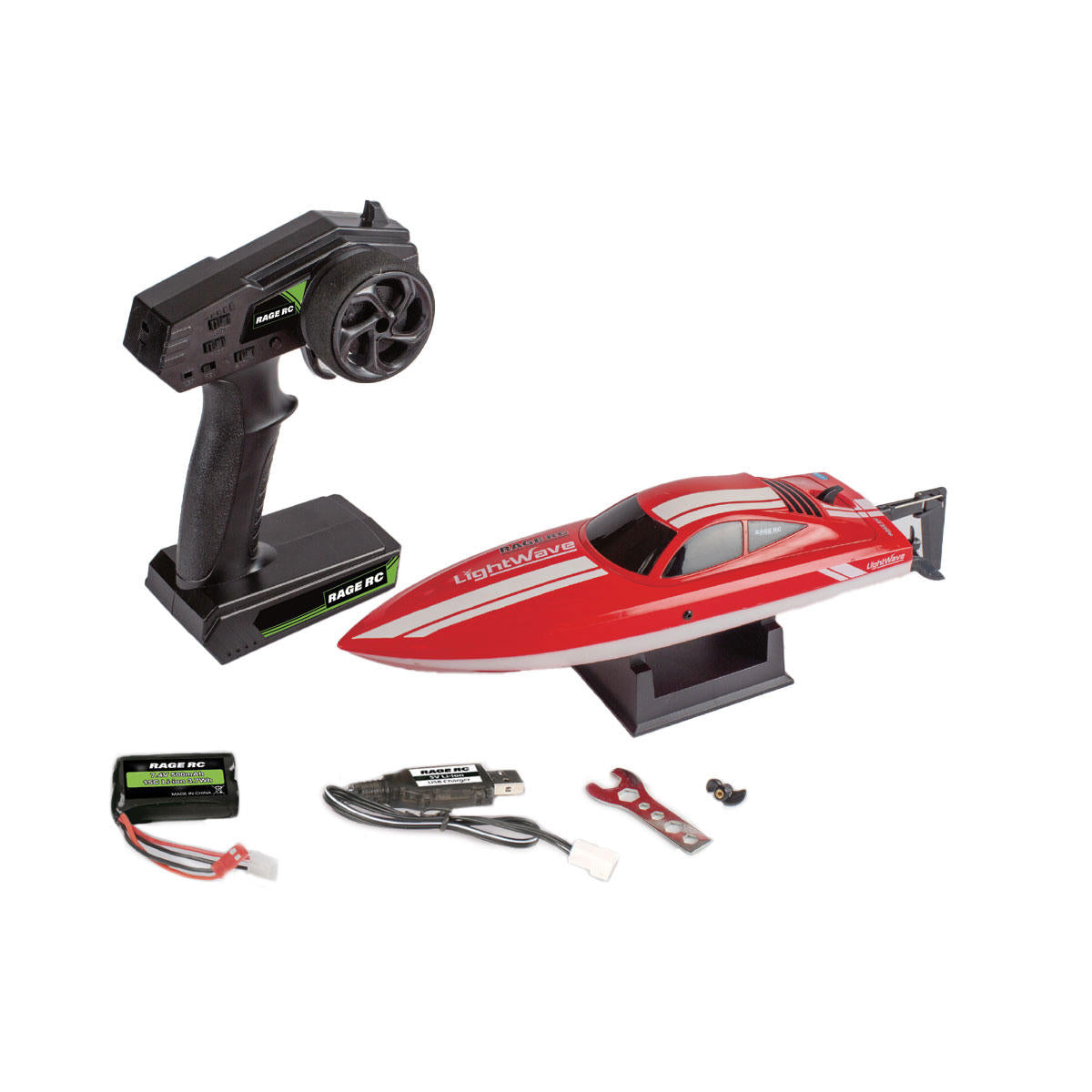 Image of LightWave Electric Micro RTR Boat; Red