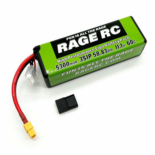 Image of Rage RC 5300mAh 11.1V 3S 60C Lithium Polymer LoPo Battery Fits XT60/TRX Plug