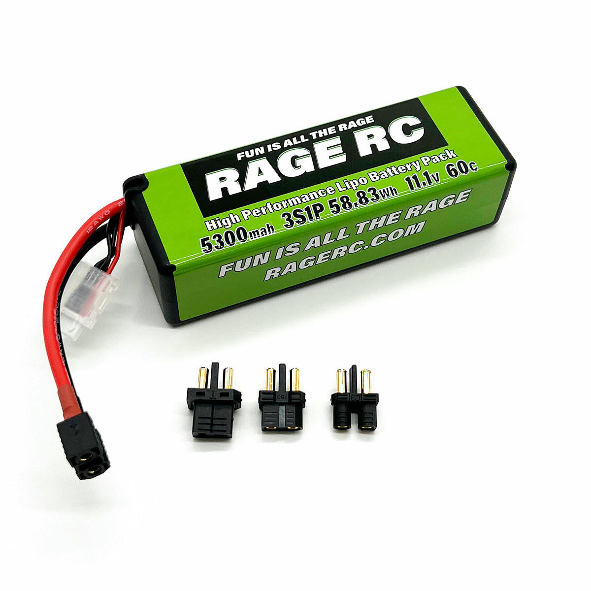 Image of Rage RC 5300mAh 11.1V 60C Lithium Polymer LiPo Battery w/EC3/XT60/T-Style Plug