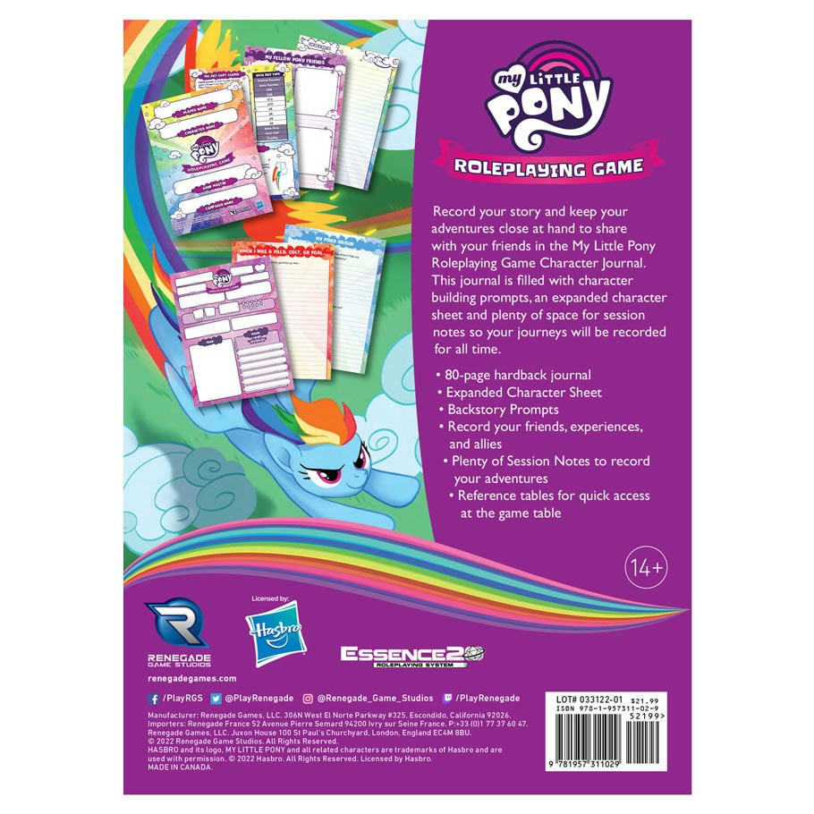 Image of My Little Pony Roleplaying Game RPG Character Journal by Renegade Games RGS01102