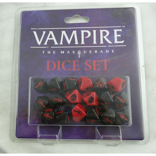 Image of Vampire: The Masquerade 5E RPG Red/Black Custom Dice Set by Renegade RGS02311