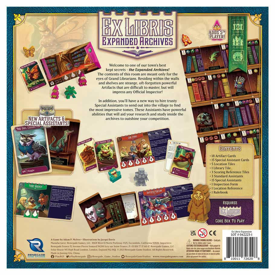 Image of Ex Libris Revised Edition Board Game Expanded Archives Expansion adds 5th player
