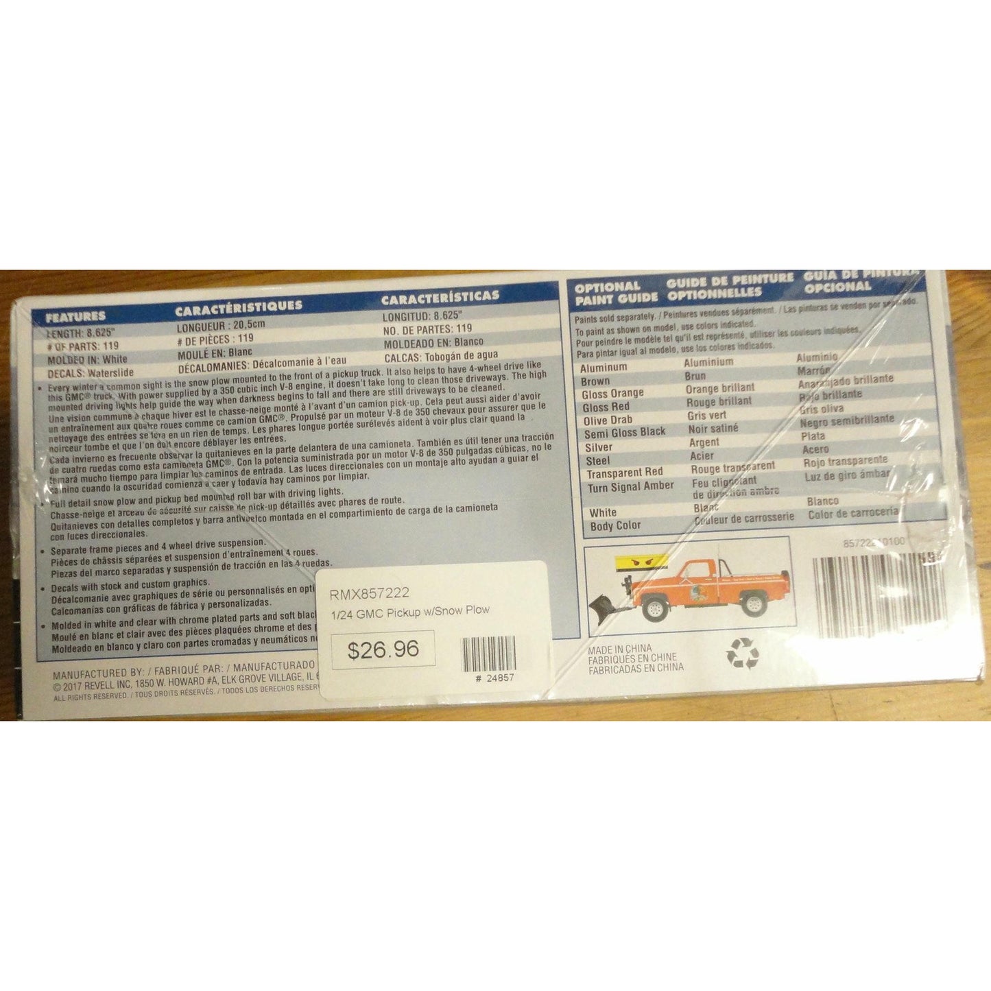 Image of Revell GMC Pickup Truck With Snow Plow Pickup Plastic Model Kit 1:24 Lvl 4