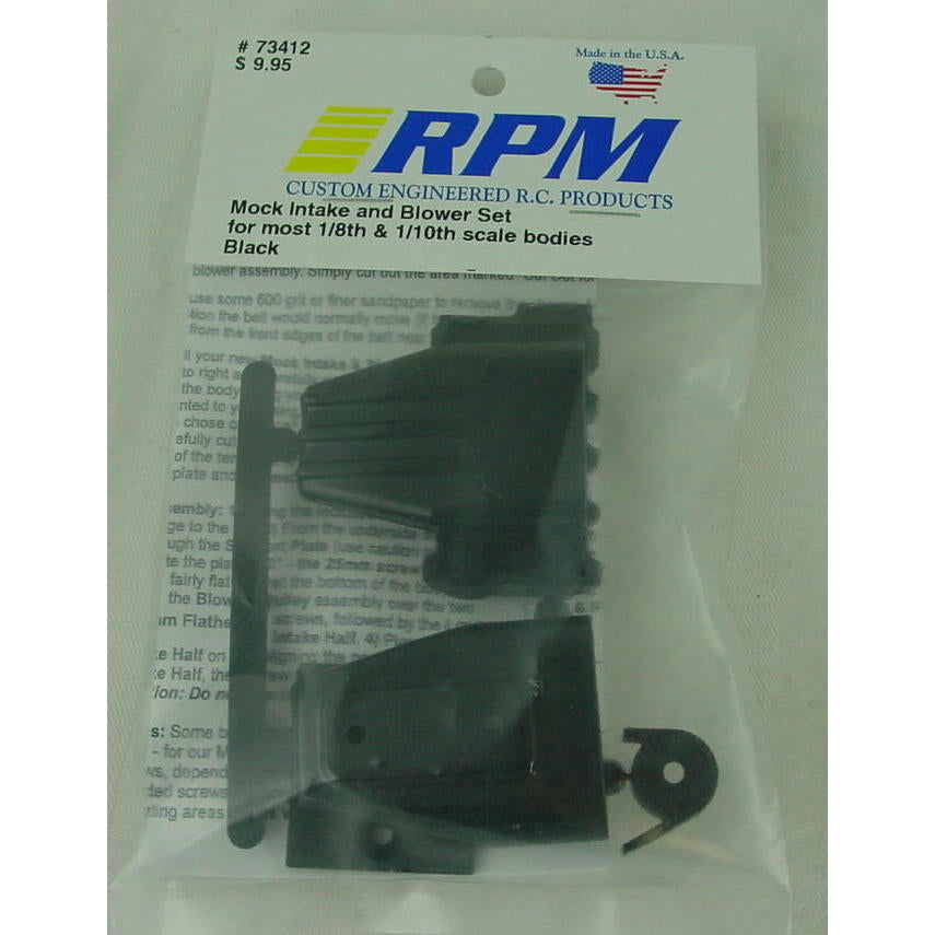 Image of Black Mock Intake & Blower Set for 1/8th & 1/10th Scale R/C Vehicles RPM73412