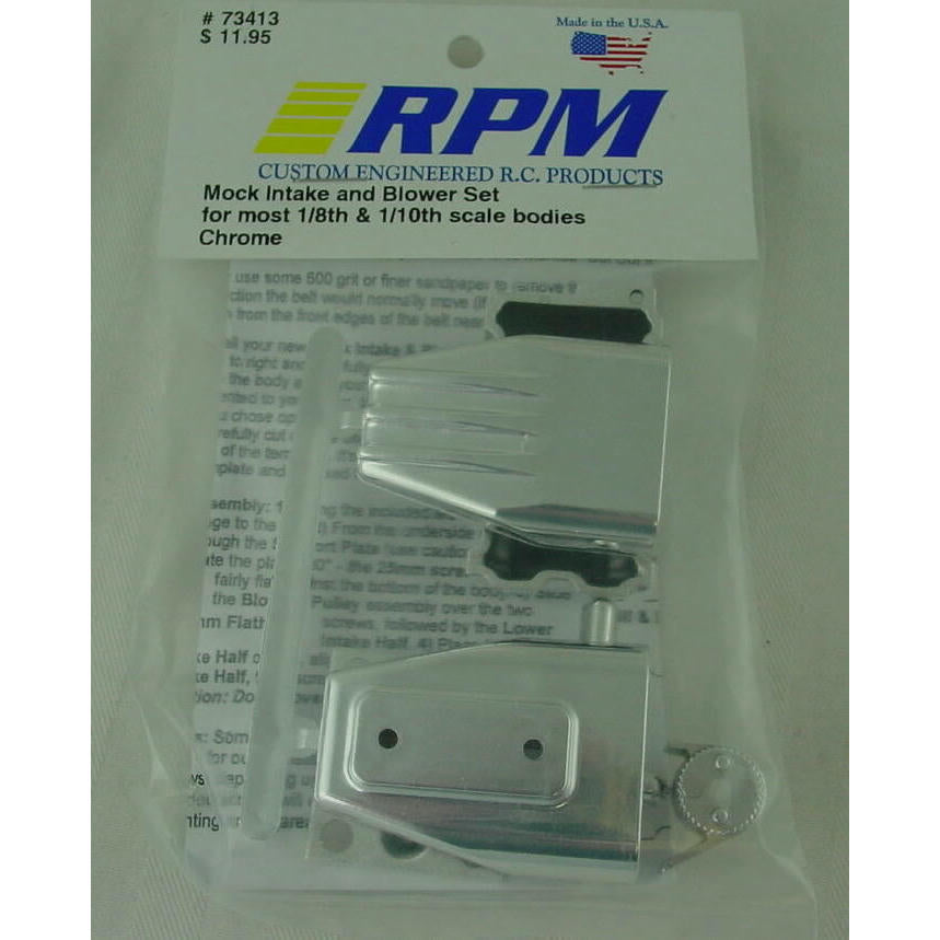 Image of Chrome Mock Intake & Blower Set for 1/8th & 1/10th Scale R/C Vehicles RPM73413