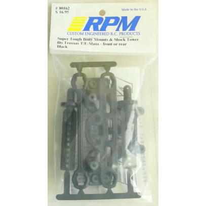 Image of Black Shock Tower & Body Mounts RPM 80162 fits Traxxas T-Maxx/E-Maxx 