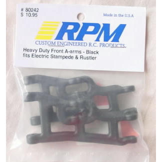 Image of Black Heavy Duty Front Suspension Arms 2pc RPM80242 Traxxas 2WD Stampede/Rustler