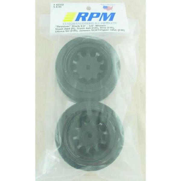 Image of RPM Revolver Black 2.2-3.0 Spline Drive Wheels 1/10 Short Course RPM82332