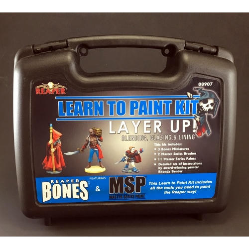 Image of Learn to Paint Kit: Layer Up! by Reaper Miniatures RPR08907 w/Plastic Case Bones