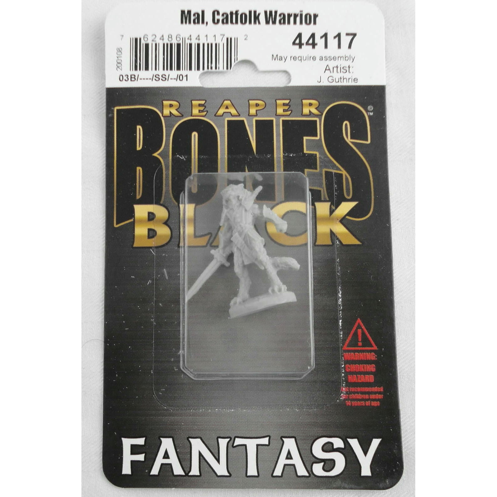 Image of Bones Black Mal, Catfolk Warrior Unpainted Fantasy Miniature by Reaper RPR44117