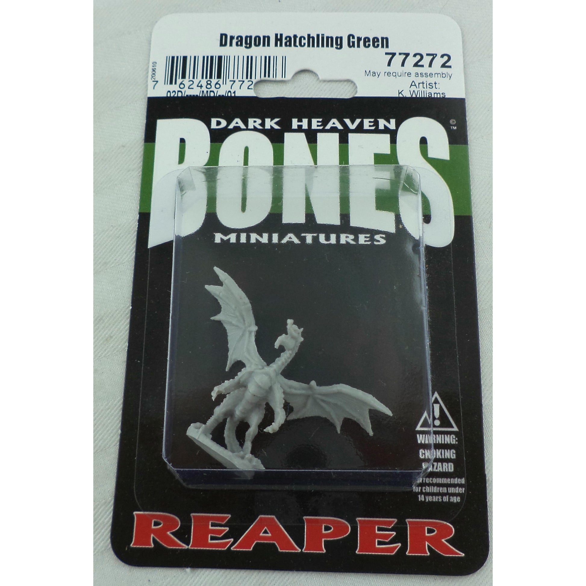 Image of Dark Heaven Bones Green Dragon Hatchling Fantasy Miniature by Reaper RPR77272